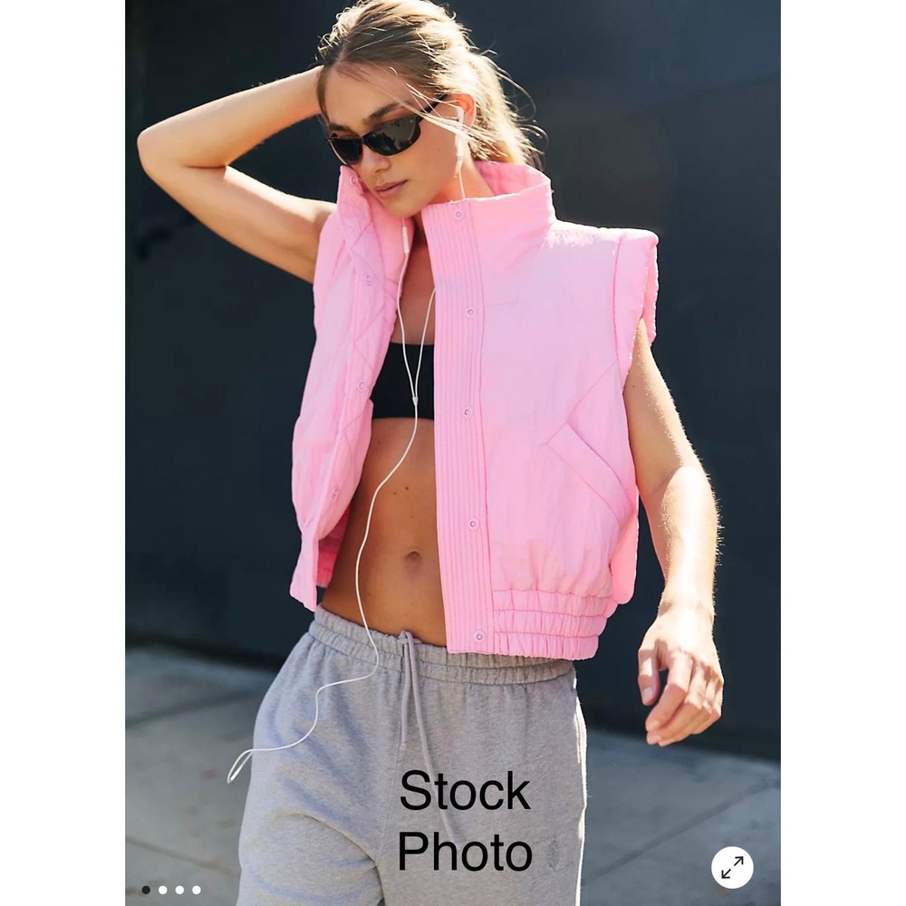 Free People Movement Scrunch Time Oversized Puffer Vest Pink Women's Size Large